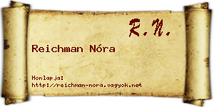 Reichman Nóra névjegykártya